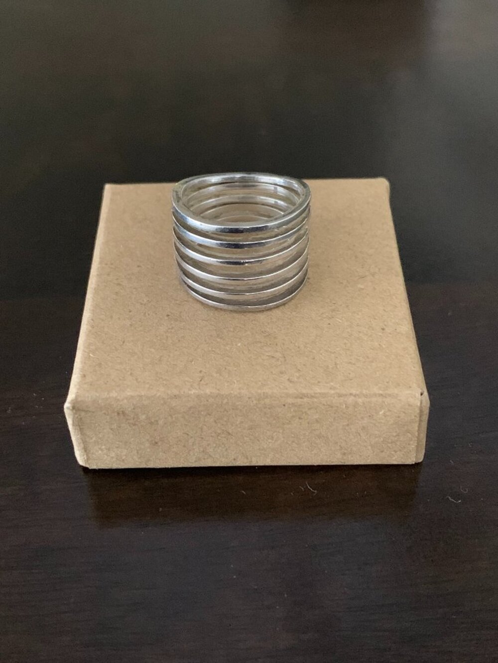 Wide Multiple String Silver Ring - 925 - Size 7 - 7.5